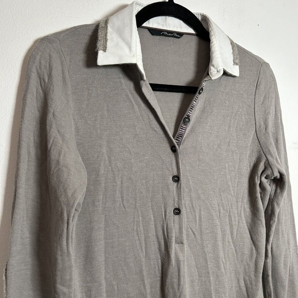 Brebis Noir Italy Collared Virgin Wool Long Sleeve Sweater Gray Womens Size 46 L - Picture 2 of 10